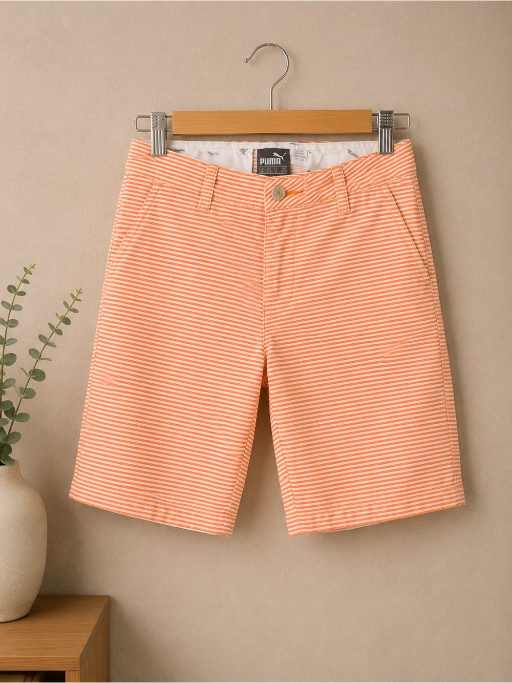 Puma Boys Orange & White Striped Golf Shorts | Size 6 | Performance